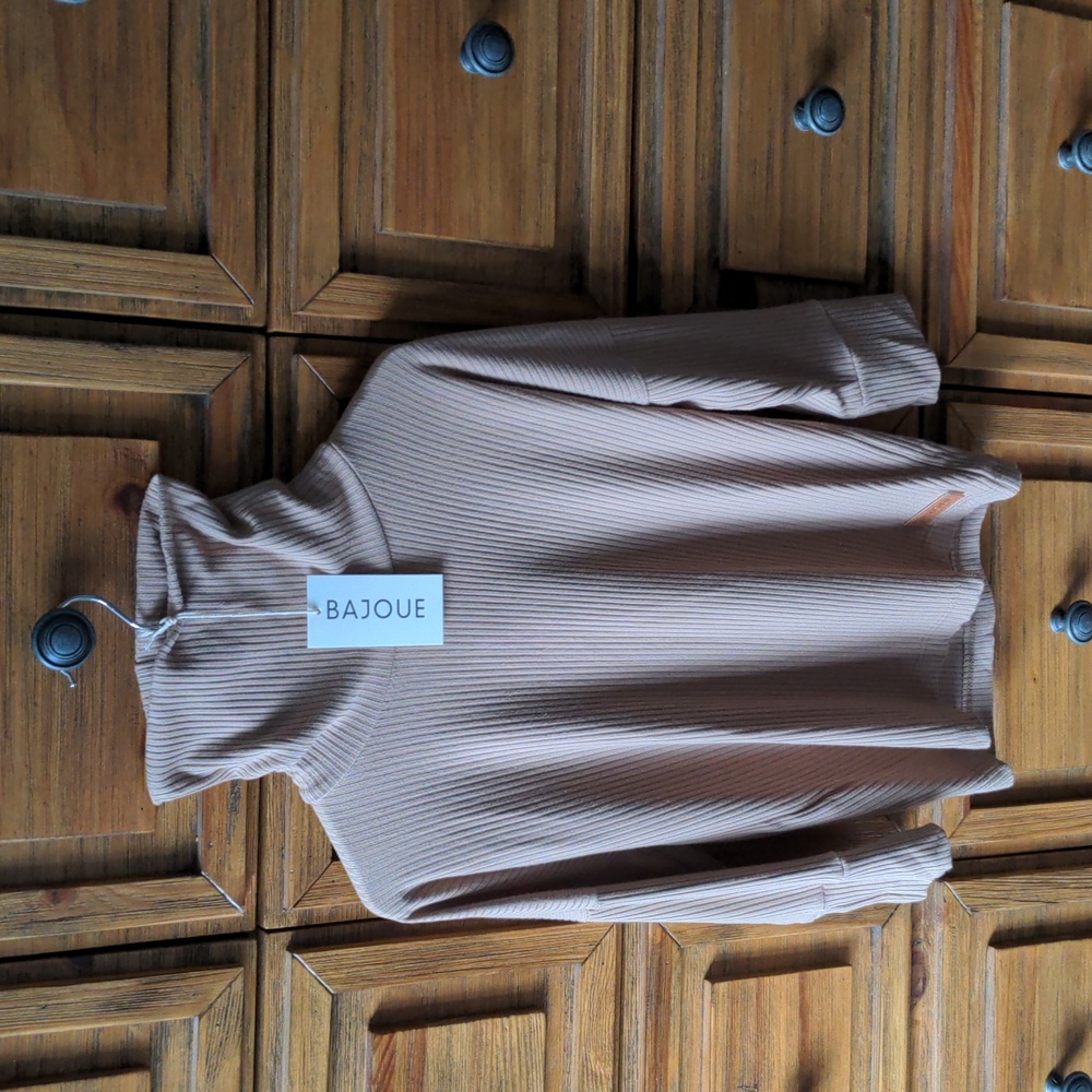 Grow-with-me turtleneck Bajoue ribbed long-sleeved top, stretchy, bamboo, winter